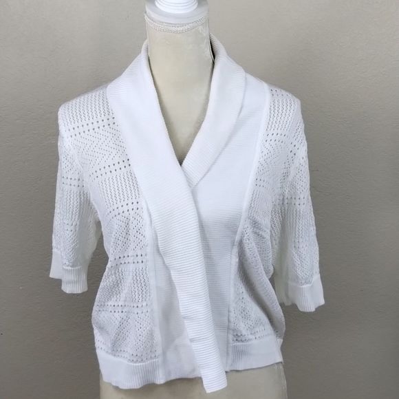 Covington Missy Crochet Shrug Core White Cardigan Sweater NWT - Picture 1 of 10
